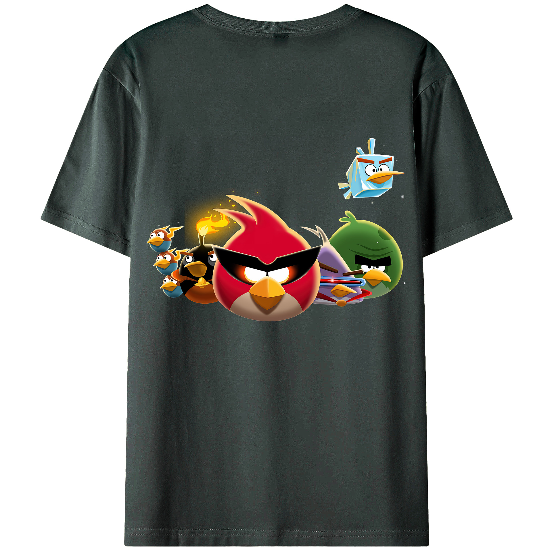 （画像用） Angry Birds アングリーバード 綿100％ メンズ半袖Tシャツ（バックプリント） 通気性